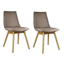 Andas Esszimmerstuhl "Ramon", beige (schlamm trelew 9811, eiche natur), B:45cm H:91cm T:57cm, Massivholz, Polyester, Sperrholz, Stühle, Esszimmerstuhl, mit Massivholzbeinen, verschiedene Stoffe