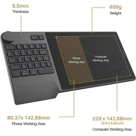 Huion Grafiktablett Huion Inspiroy Keydial KD200 Bluetooth, 8192 Druckstufen