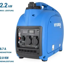Hyundai Inverter-Generator HY2300Si D (2.2 kW, tragbar, 2 x 230V + 1 x 12V, 1 x USB)