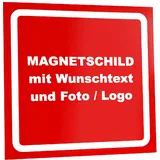 Kiwistar Magnetschild personalisiert - mit Wunschtext Foto und Logo bedruckt - Fahrzeugmagnet für Auto KFZ LKW Transporter Wohnmobil (rot, 20x20 cm)