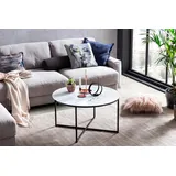 SalesFever Couchtisch, BxH: 80 x 45 cm, Metall/Glas - weiss