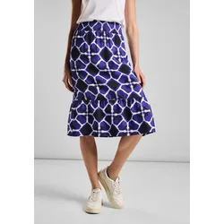 Jerseyrock STREET ONE, Damen, Gr. 34, blau (violet blau), Jersey, 88% Viskose, 12% Polyamide, bedruckt, casual, gerade knielang, Röcke, mit Grafikmuster