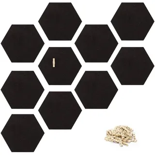 Navaris Memoboard Kork Pinnwand Korkwand sechseckig - 15x17 cm - inkl. 50 Pins, (1-tlg) braun