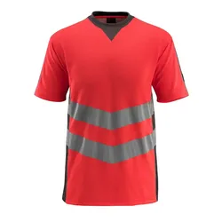 Warnschutz T-Shirt "SANDWELL" Safe Supreme UV-Schutz - S - rot/dunkelanthrazit