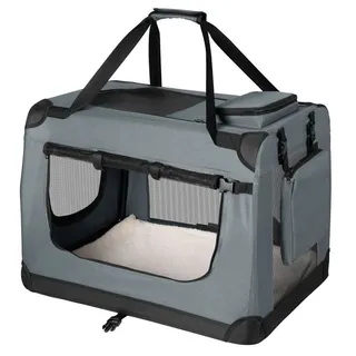 Juskys Hundetransportbox Lassie XL (grau) faltbar - 56x81x58 cm Hundetasche Hundebox