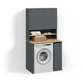 livinity® Paolina Waschmaschinenschrank 93,6 x 88,2 cm Anthrazit/Goldkraft Eiche