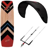 F2 Set Kite Ride V5 5qm | Kiteboard Ride Lightwind Wood 148cm Control Bar 46cm 5m2