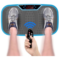 SportTronic Vibrationsplatte Profi Vibrationsplatte, XXL Fläche: 68 x 38 cm, 3D Wipp Vibrations, Technologie, inkl. Trainingsbänder & Fernbedienung blau