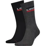 Levi's Unisex Sportsocken - Regular Cut SPRTWR, Logo, einfarbig Schwarz/Grau 43-46