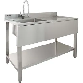 MonsterShop Gastrospüle Spültisch Edelstahl Spülbecken 1 Becken Links Spültheke Waschtisch - Silber