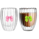 Minging Latte Macchiato Gläser, 2 Stück 350ml Doppelwandige Kaffeegläser Thermotasse Thermogläser Teegläser Doppelwandig Teegläser Kaffeetasse Thermoglas Teeglas Doppelwandig Kaffee Gläser