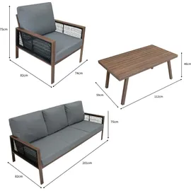 Jardi Aluminium-Sofagarnitur braun