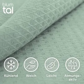 Blumtal Kühldecke 150x200 cm - Bambus Sommerdecke für Sofa & Bett, atmungsaktiv & kühlend – Grün, ideal als Reisedecke- Grün - Grün