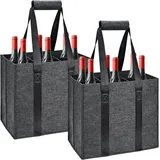 FELIXLEO Absorber-Kühlbox 2er Set Filz Flaschenträger 6 Fächer Männerhandtasche Dunkelgrau