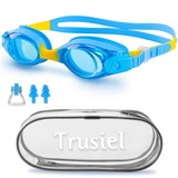 Trusiel Schwimmbrille für Kinder Alter 5-13 Jahre, Profi Kinder Schwimmbrille für Jungen Mädchen, Antibeschlag UV-Schutz wasserdicht komfortables Silikon mit klarer Sicht