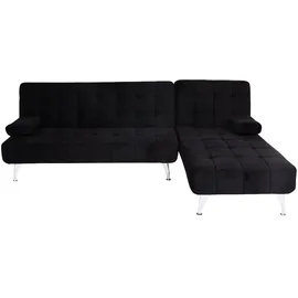 Mendler Schlafsofa HWC-K22, Couch Ecksofa Sofa, Liegefläche links/rechts Schlaffunktion 236cm ~ Samt schwarz