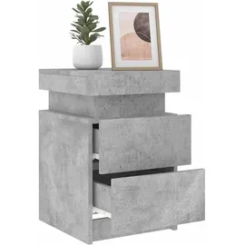 vidaXL Nachttisch mit LED-Leuchten Betongrau 35x39x55 cm