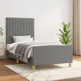 THOYTOUI Bettgestell, Seniorenbett Bettsystem Bett Polsterbett Geeignet für Hotel Wohnung Mehrbettzimmer Schlafzimmer mit Kopfteil Dunkelgrau 90x190 cm Stoff