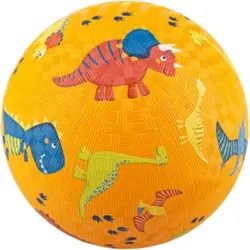 SIGIKID 43084 Spielball aus reinem Naturkautschuk, Motiv Dinos, gelb, 17 cm