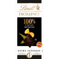 Lindt Schokolade | EXCELLENCE Tafel 100% mit Orange | 50g | extra dünne Zartbitter-Schokolade mit 100% Kakao und fruchtigen Orangestückchen | vegane Schokoladen-Tafel