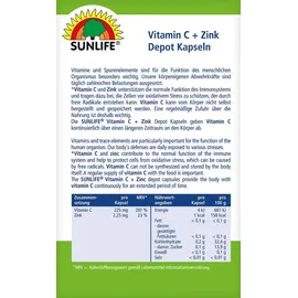 Sunlife Vitamin C + Zink Depot Kapseln 60 Kapseln