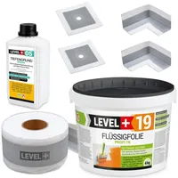 Level + Dichtset für Duschabdichtung Dichtband Flüssigfolie 4 kg