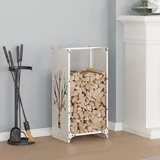 vidaXL Kaminholzregal Kaltgewalzter Stahl 40 x 30 x 80 cm Weiß