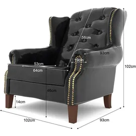 s-style möbel CHESTERFIELD-SESSEL Lento Schwarz vegan Leder