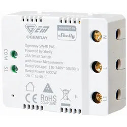 Shelly SHELLY_PBS_SW40, Intelligentes Relais, Weiß, HTTPS, TLS, 6000 W, 25 A, 11