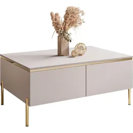 lookway Couchtisch AURORA KASZMIR mit Stauraum auf verchromten geraden Beinen – Gold
