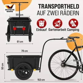 monzana Transportanhänger inkl. 90L Kunststoffwanne und Kupplung schwarz