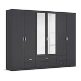 Rauch Kleiderschrank RAUCH "Schrank Garderobe Wäscheschrank GAMMA in 3 Breiten", grau (graumetallic), B:271cm H:210cm T:54cm, Holzwerkstoff, Schränke, Kleiderschrank, viel Stauraum mit 6 Schubladen, mit Spiegel TOPSELLER MADE IN GERMANY, Topseller
