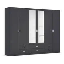 Rauch Kleiderschrank RAUCH "Schrank Garderobe Wäscheschrank GAMMA in 3 Breiten", grau (graumetallic), B:271cm H:210cm T:54cm, Holzwerkstoff, Schränke, Kleiderschrank, viel Stauraum mit 6 Schubladen, mit Spiegel TOPSELLER MADE IN GERMANY, Topseller