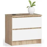 abamihome Nachtschrank Akord 60 x 60 x 55 cm Weiß