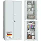 STEELSØN Regulus Metallschrank abschließbar – Stahlschrank mit 5 Ebenen – Werkzeugschrank mit Doppeltüren Grau – Werkstattschrank mit verstellbaren Ablagen – Aktenschrank/Büroschrank Metall