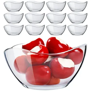konzept Salatschüssel Glas klein 12er Set – 310 ml, stapelbare, Salatschälchen, ideal als Müslischalen, Servierschalen, Snackschalen und Dessertschalen