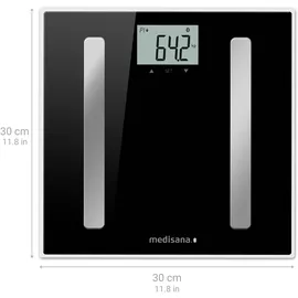 Medisana BS A45 connect Körperanalysewaage 180 kg, Personenwaage zur Messung von Körperfett, Körperwasser, Muskelmasse und Knochengewicht, Körperfettwaage mit App