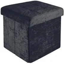 Intirilife Sitzhocker 30x30x30 cm in Samt Schwarz - Sitzwürfel