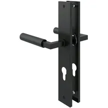 MS Beschläge Türbeschlag Langschild Türdrücker Schwarz matt Schildgarnitur Baustil PZ 8/72mm