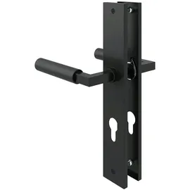 MS Beschläge Türbeschlag Langschild Türdrücker Schwarz matt Schildgarnitur Baustil PZ 8/72mm