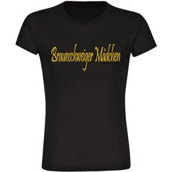 multifanshop Damen T-Shirt - Braunschweig - Braunschweiger Mädchen - Druck gelb - Frauen