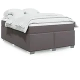 vidaXL Boxspringbett mit Matratze Grau 140x200 cm Kunstleder