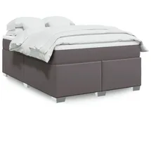 vidaXL Boxspringbett mit Matratze Grau 140x200 cm Kunstleder