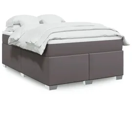 vidaXL Boxspringbett mit Matratze Grau 140x200 cm Kunstleder