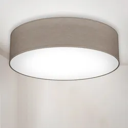 B.K.LICHT Deckenleuchte, grau (taupe), H:10,0cm Ø:38,0cm, Lampen, LED Deckenlampe Stoff Textilschirm Wohnzimmer Schlafzimmer taupe 2xE27