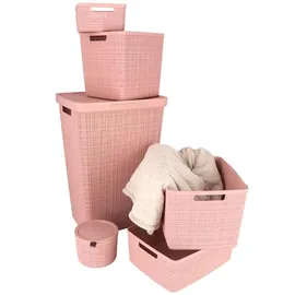 Curver Jute Wäschekorb, mit Deckel rosa