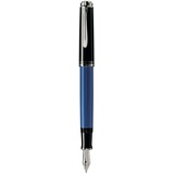 Pelikan Souverän 405, Schwarz-Blau, Feder F (fein), hochwertiger Kolbenfüller im Geschenk-Etui, 932814