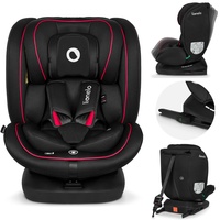 Lionelo Bastiaan i-Size Kindersitz ab Geburt 0-36 kg Isofix Top Tether 360 Grad drehbar Rückwärts Vorwärts Seitenschutz 5-Punkt-Sicherheitsgurte Dri-Seat (Schwarz Rot)