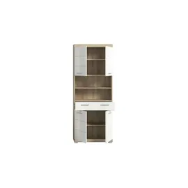 xonox.home Hochschrank Lambada 2 offene Fächer Eiche Hell/Weiß Hochglanz 191 x 74 x 31 cm