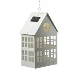 LED Solar Haus Lichthaus DIY Deko Laterne Metall H: 28cm Lichtsensor